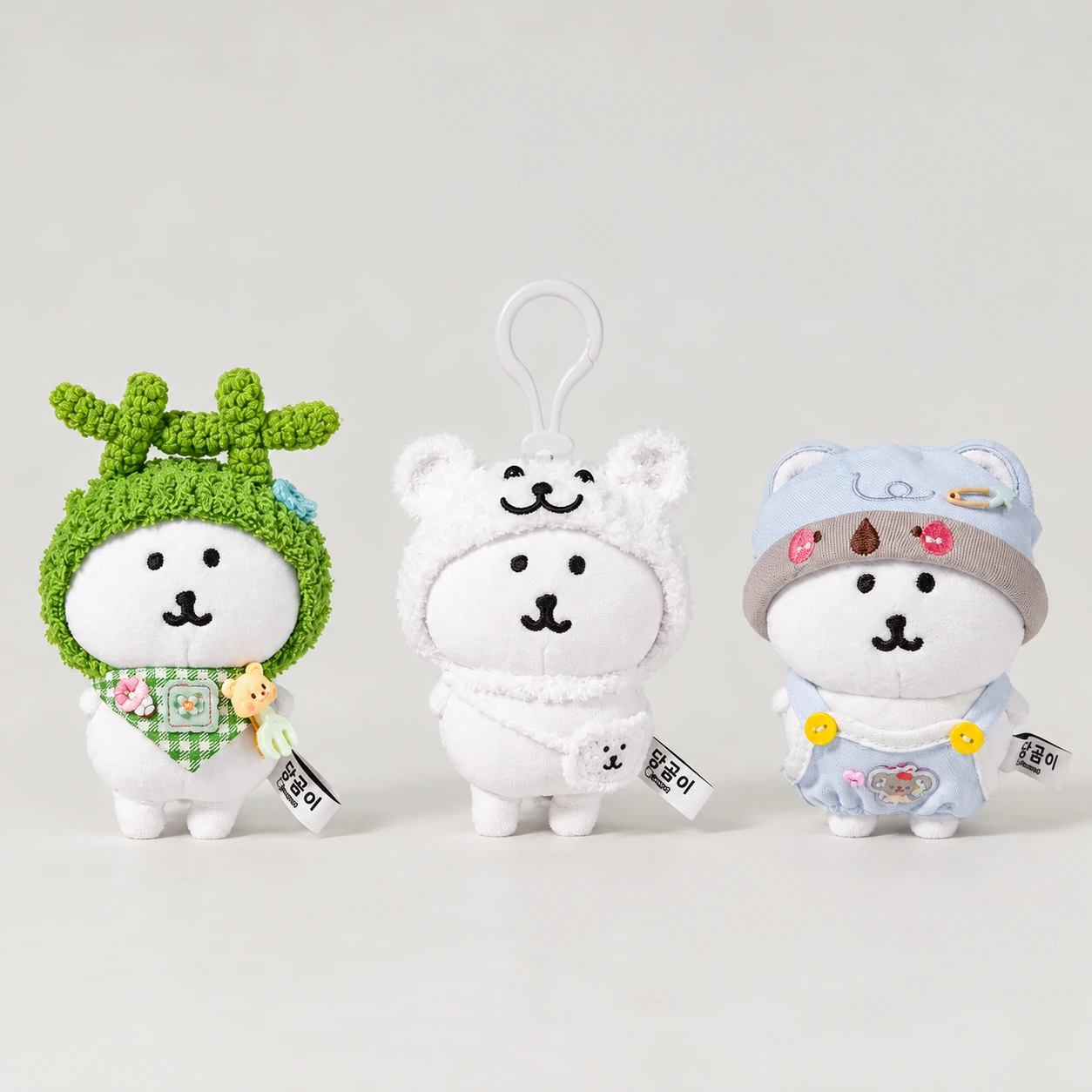 Bear Crochet Plush Bag Charm on a simple low-saturation background