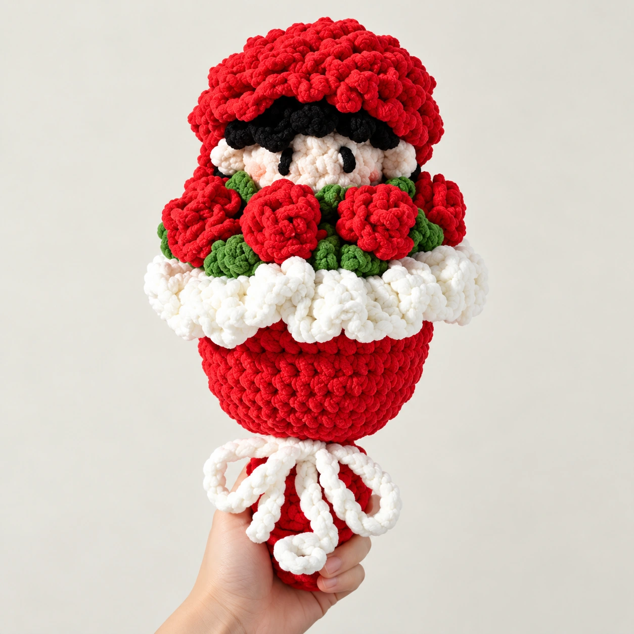 Character Crochet Bouquet on a simple low-saturation background