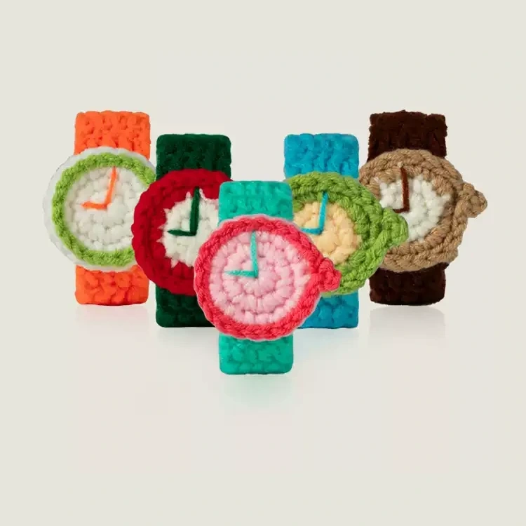 Crochet Watch-Shaped Bracelet on a simple low-saturation background