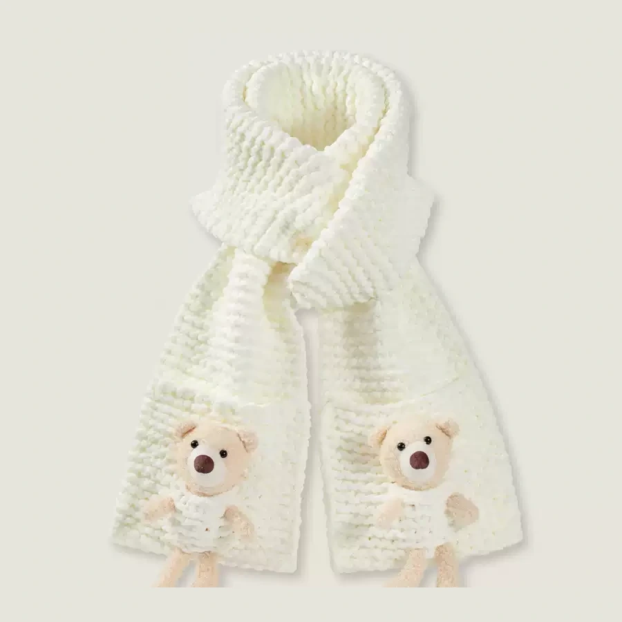 Bear Pocket Knitted Scarf on a simple low-saturation background