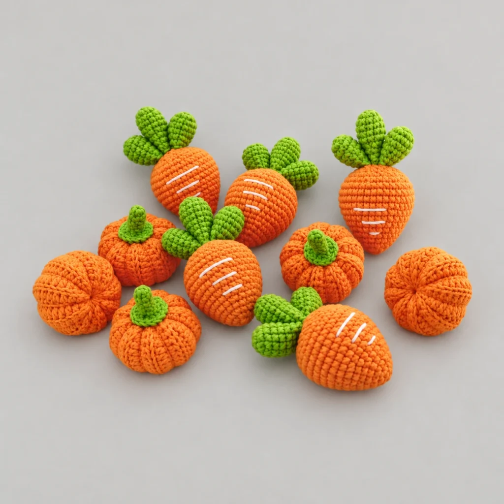 Crochet Carrot and Pumpkin Charms - photo 1
