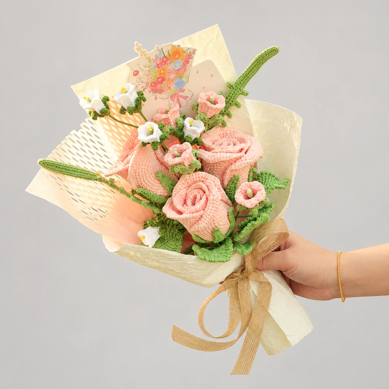Mixed Goblet Rose Crochet Bouquet - photo 1