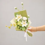 White and Green Crochet Flower Bouquet - photo 1