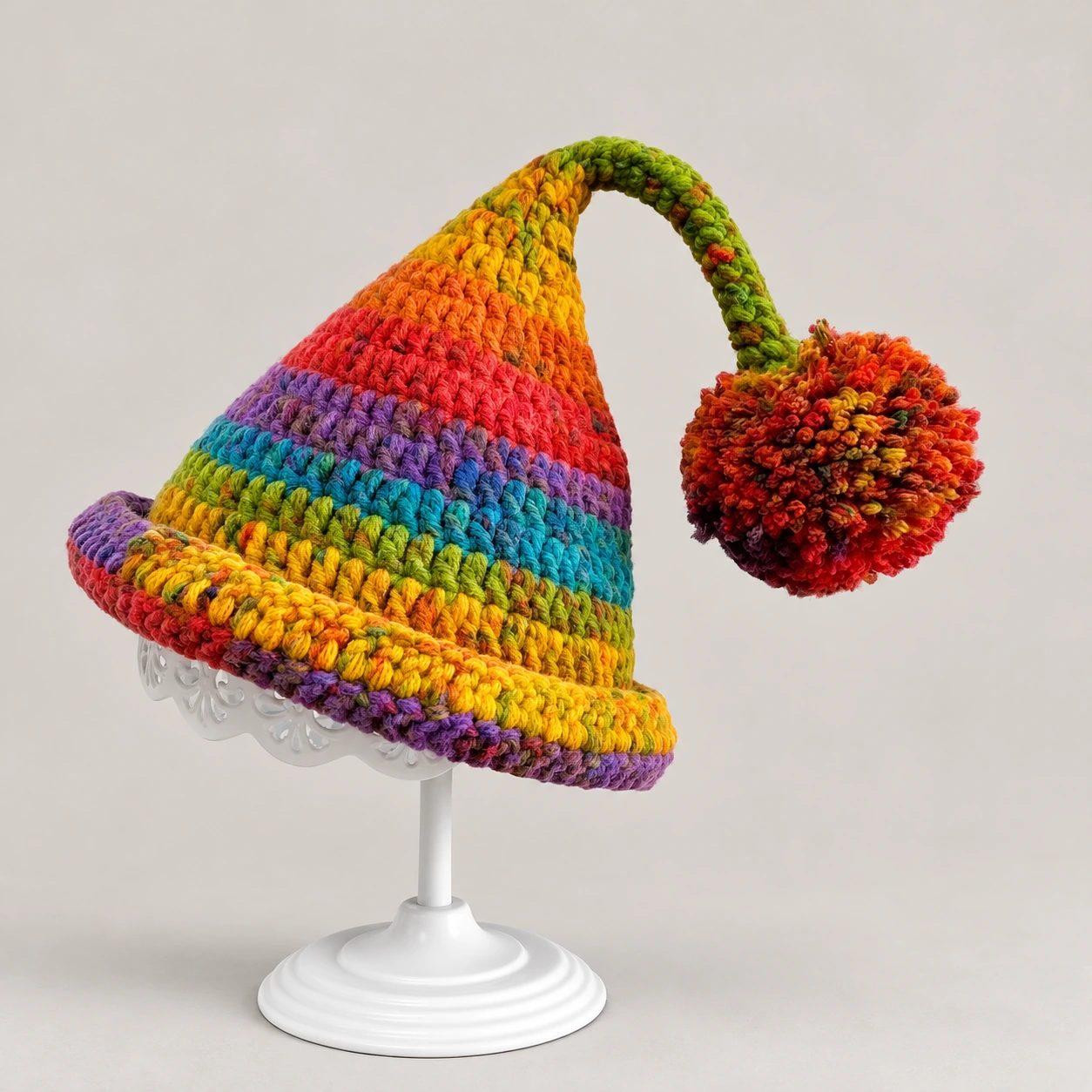 Rainbow Pixie Crochet Hat - photo 1