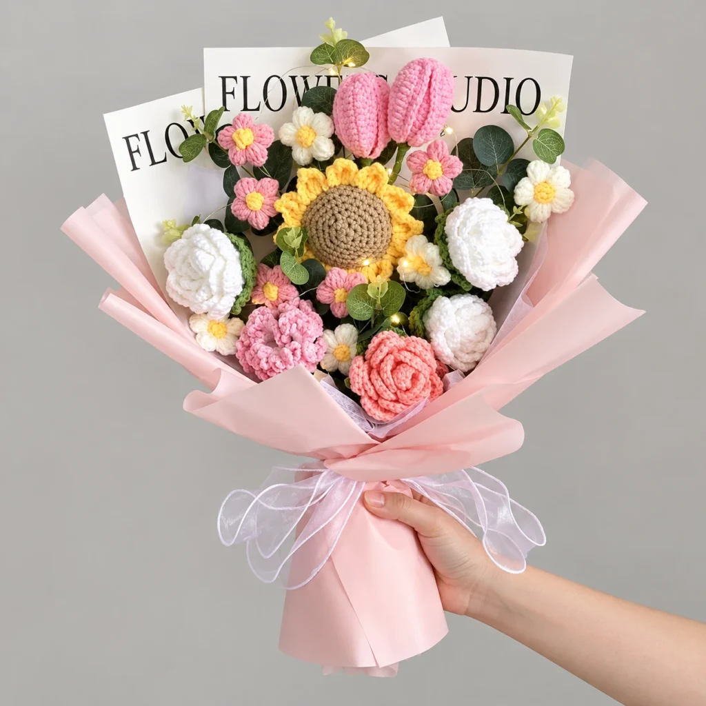 Large Mixed Crochet Flower Bouquet - photo 1