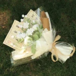 White Crochet Flower Bouquet with Calligraphy Wrap - photo 2