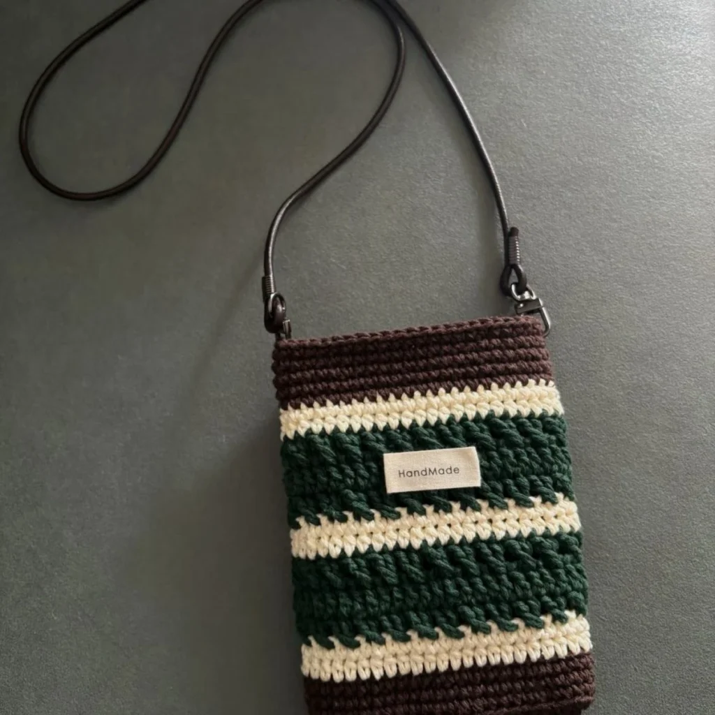 Striped Crochet Phone Bag - photo 1