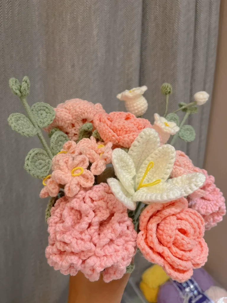 Rose and Carnation Crochet Bouquet - photo 1