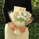 White Crochet Flower Bouquet with Calligraphy Wrap - photo 3