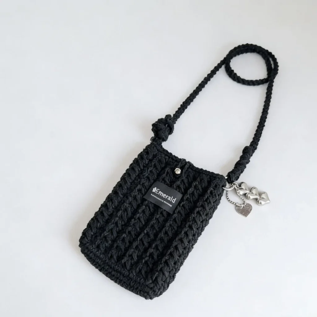 Vertical Crochet Crossbody Phone Bag - photo 1