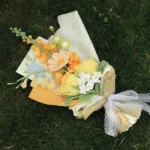 Yellow Rose and Delphinium Crochet Bouquet - photo 3
