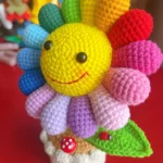 Rainbow Sunflower Potted Crochet Plant - photo 2