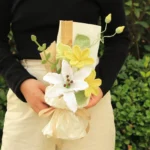 Yellow Cosmos and White Lily Crochet Bouquet - photo 3