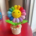 Rainbow Sunflower Potted Crochet Plant - photo 3