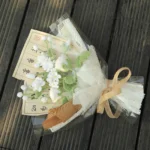 White Crochet Flower Bouquet with Calligraphy Wrap - photo 4