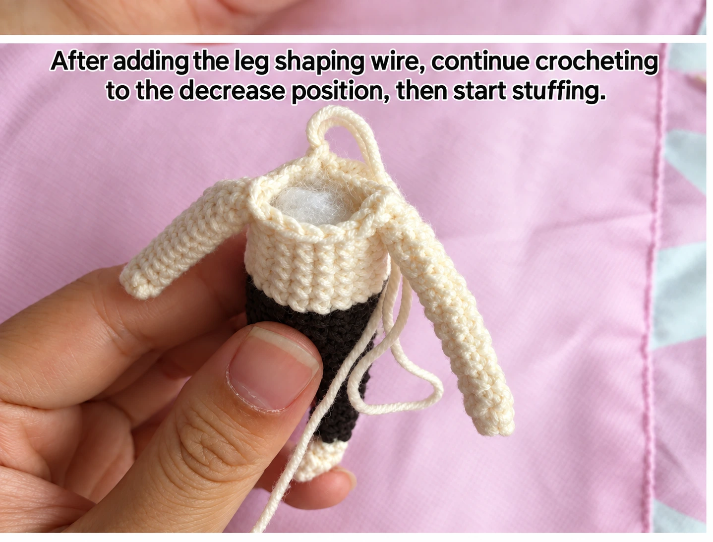 Leave the upper opening accessible while adjusting the filling and internal support.