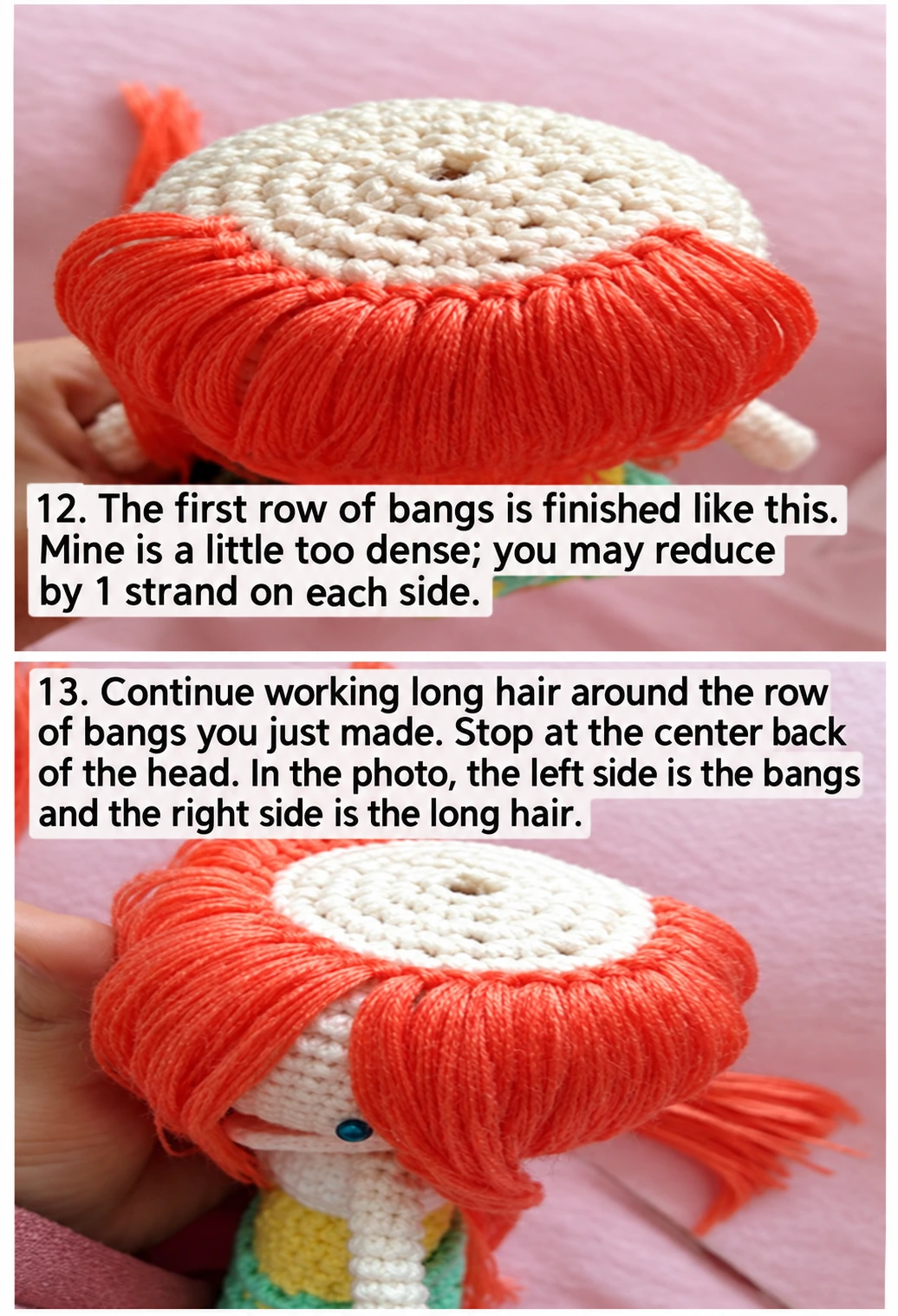 Work around the marked hairline, then inspect the spacing. Add the next row where the scalp still needs coverage.