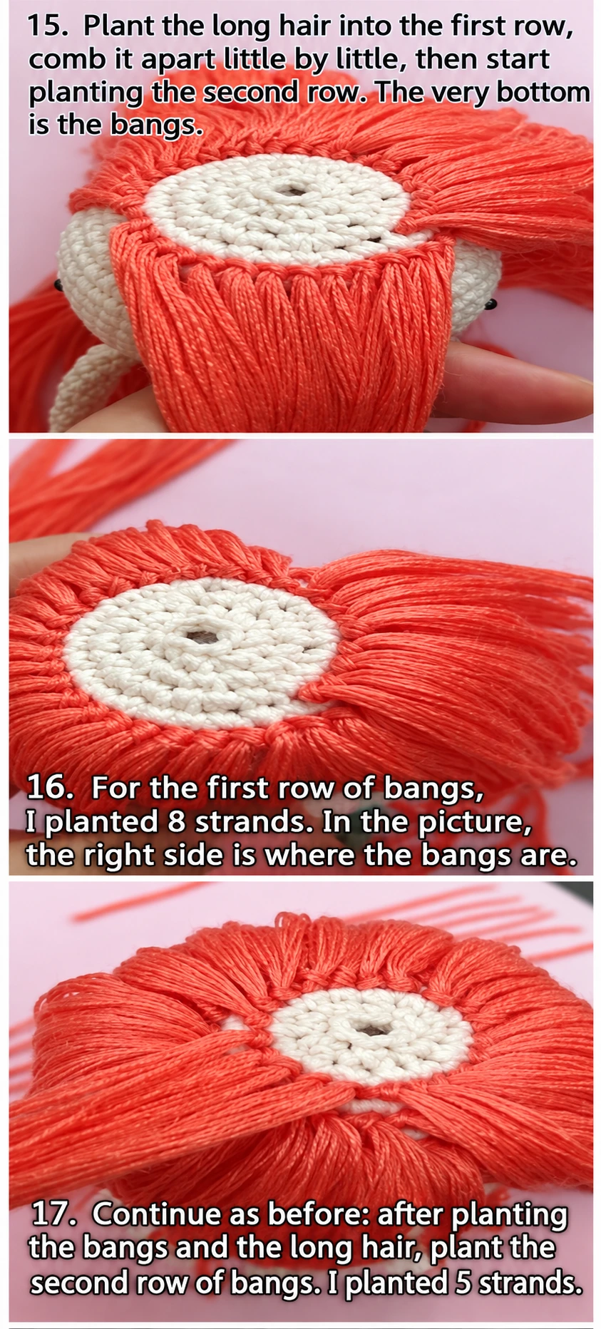Separate fringe strands from longer hair and stagger the following rows. Spread the strands with your fingers to check the silhouette.