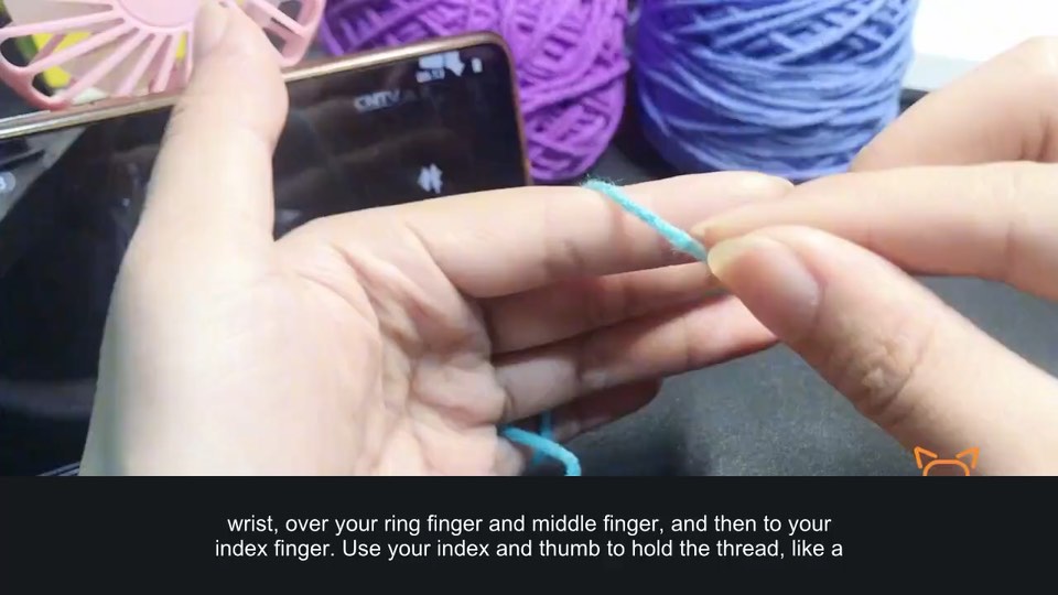 Holding the hook and making a starting chain — tutorial video frame