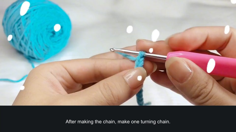 Single crochet from a starting chain — tutorial video frame