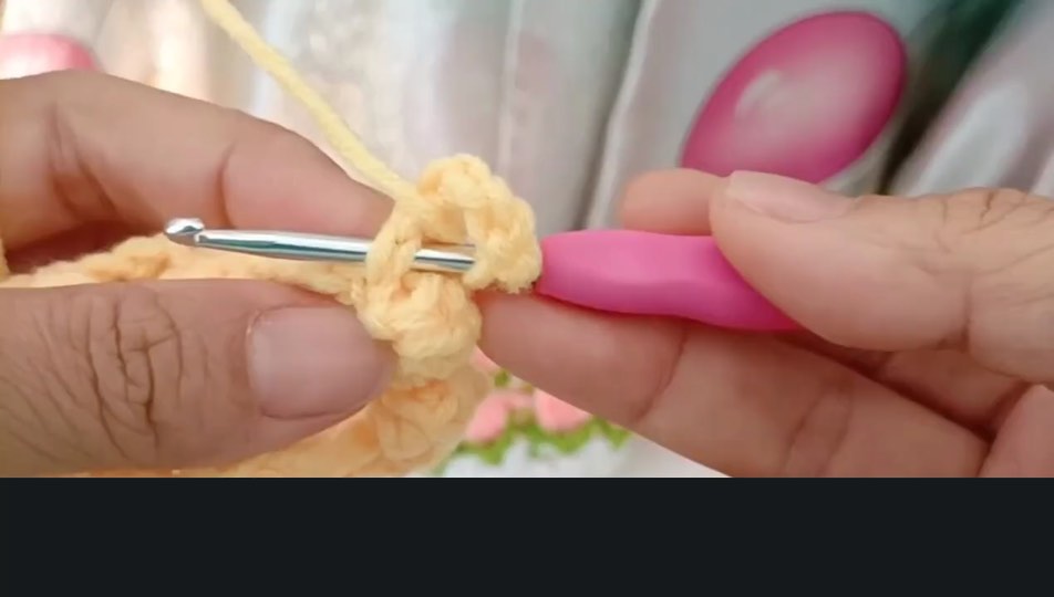 Popcorn stitch design — tutorial video frame