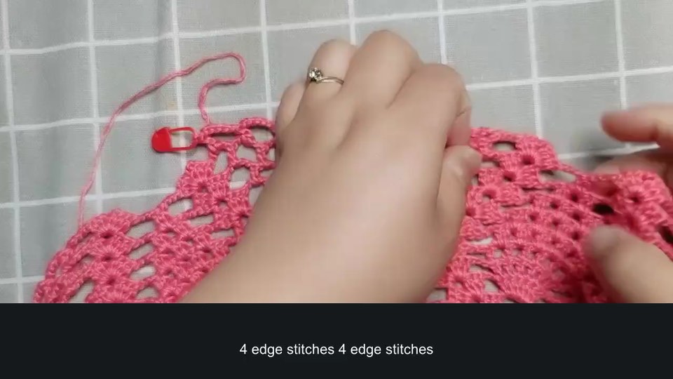 Pineapple-stitch sweater — front and back rounds 19–20 — tutorial video frame