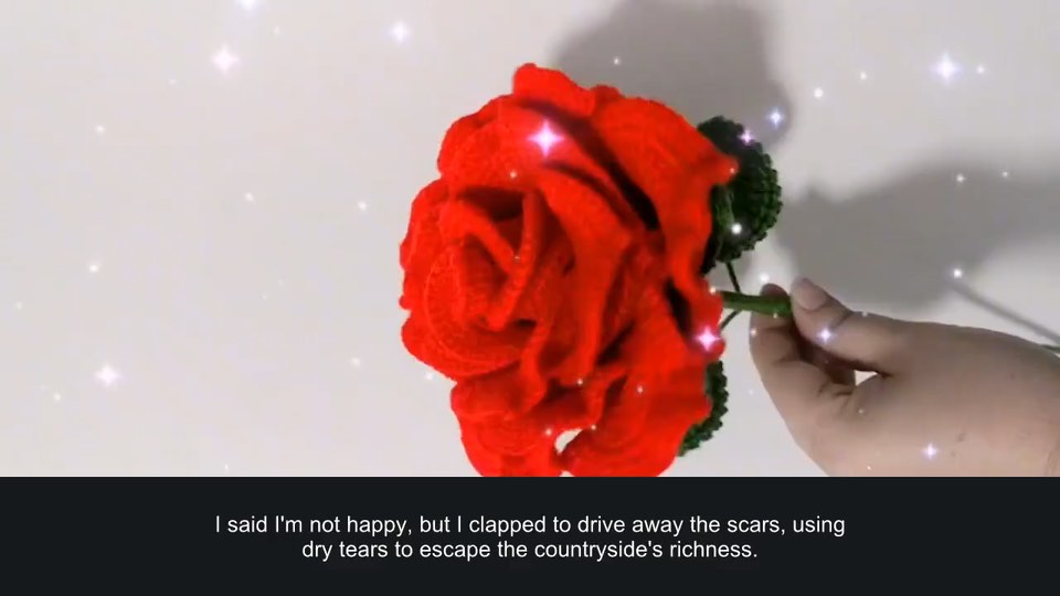 Crochet rose — flower overview — tutorial video frame